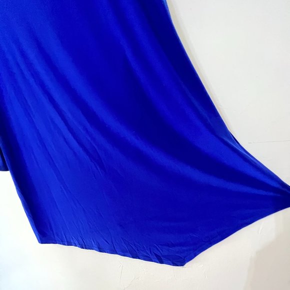 MARINA Stretch Asymmetrical Hem 3/4 Split Sleeve Cobalt Blue Tunic Top Size 1X - Picture 5 of 6